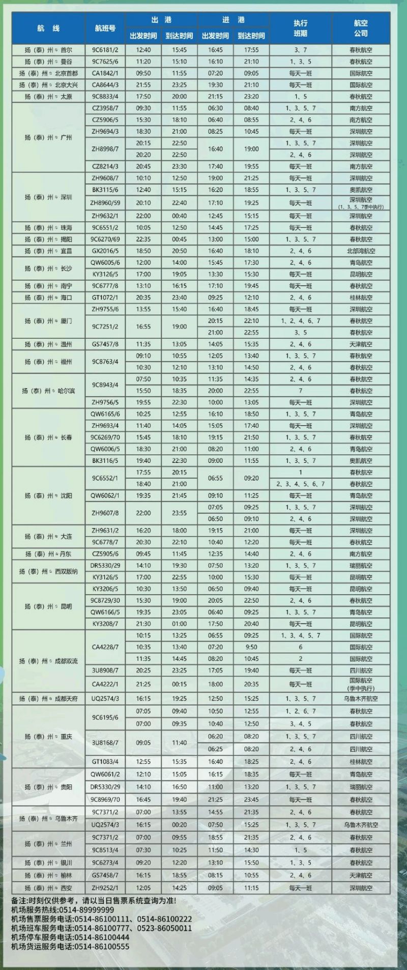 天长候机楼最新时刻表全面解析